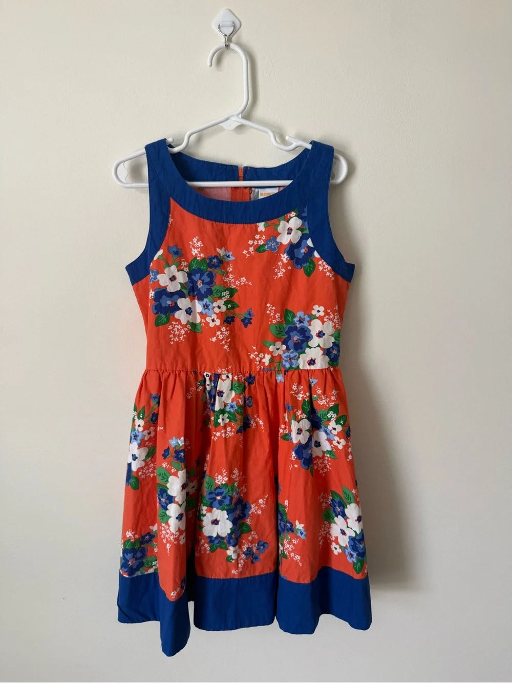 Gymboree Coral Floral Dress with Navy Trim